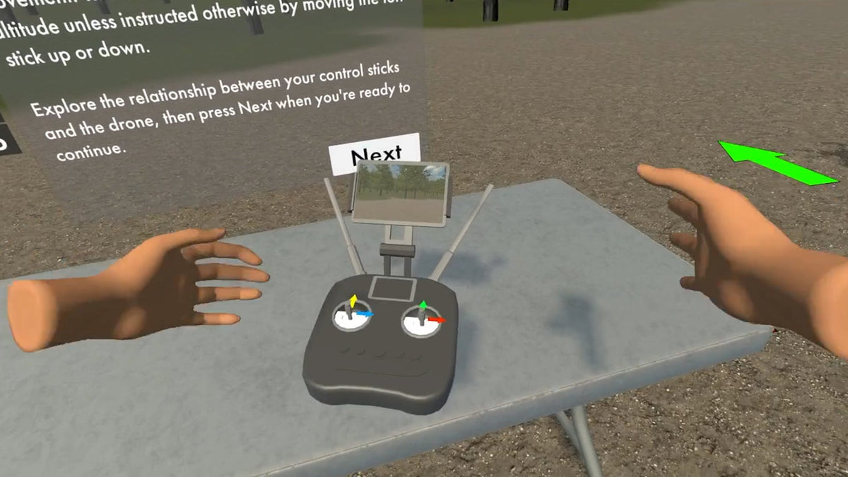 Drone controller lesson in VR technology training