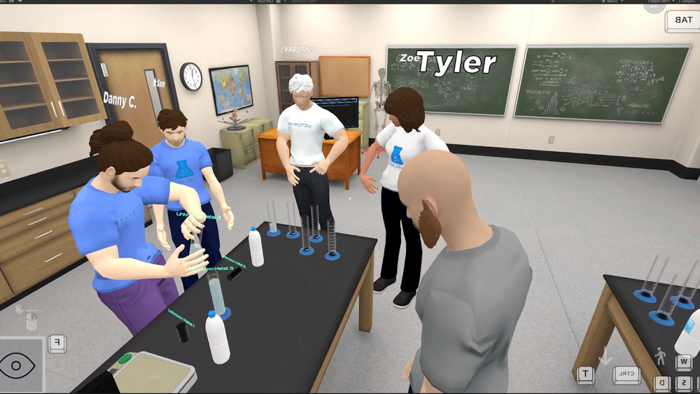 A class in a VXRLabs virtual classroom