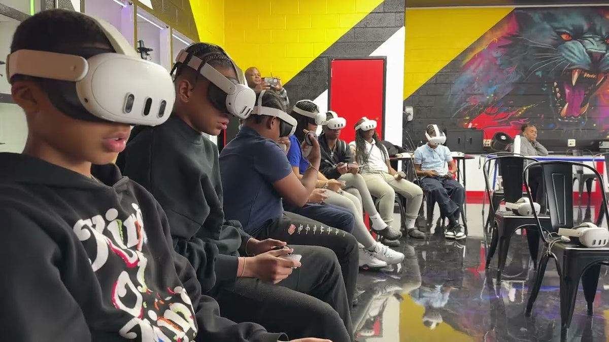 Students using Meta Quest headsets in class