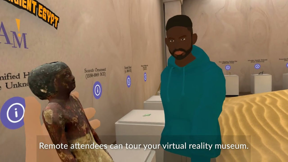 Visitors touring a virtual museum exhibit