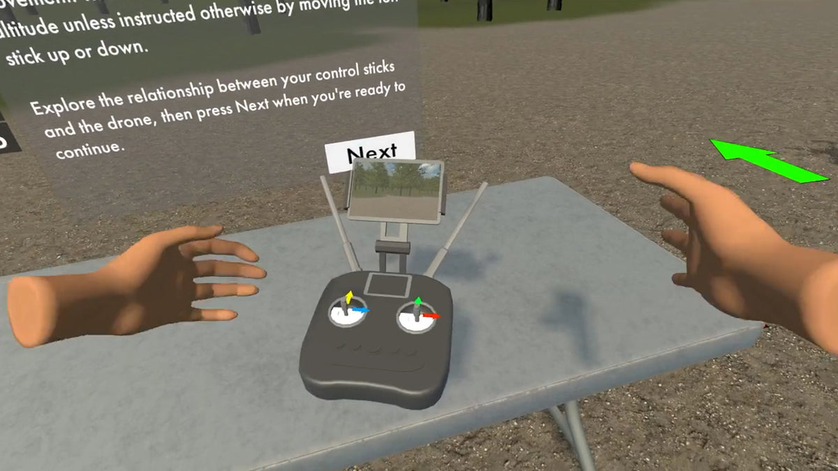 Drone controller lesson in VR technology training