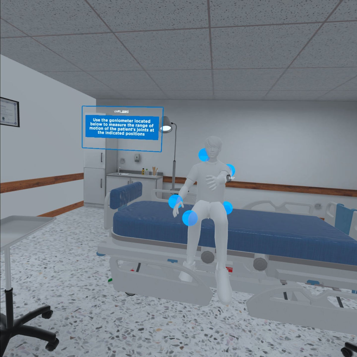 Hospital room patient care simulation for healthcare CTE in VR