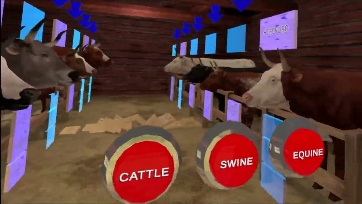 A barn with livestock in the VXRLabs agritech module