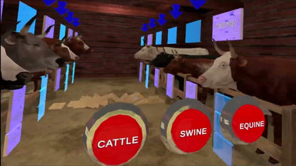 A barn with livestock in the VXRLabs agritech module