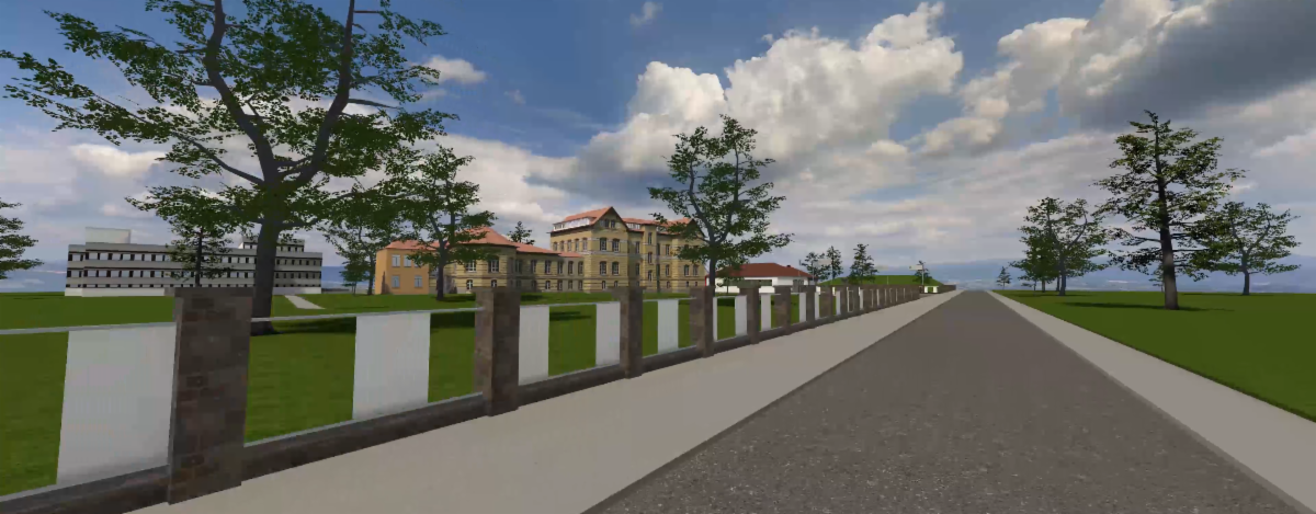 A street in a VictoryXR digital twin campus